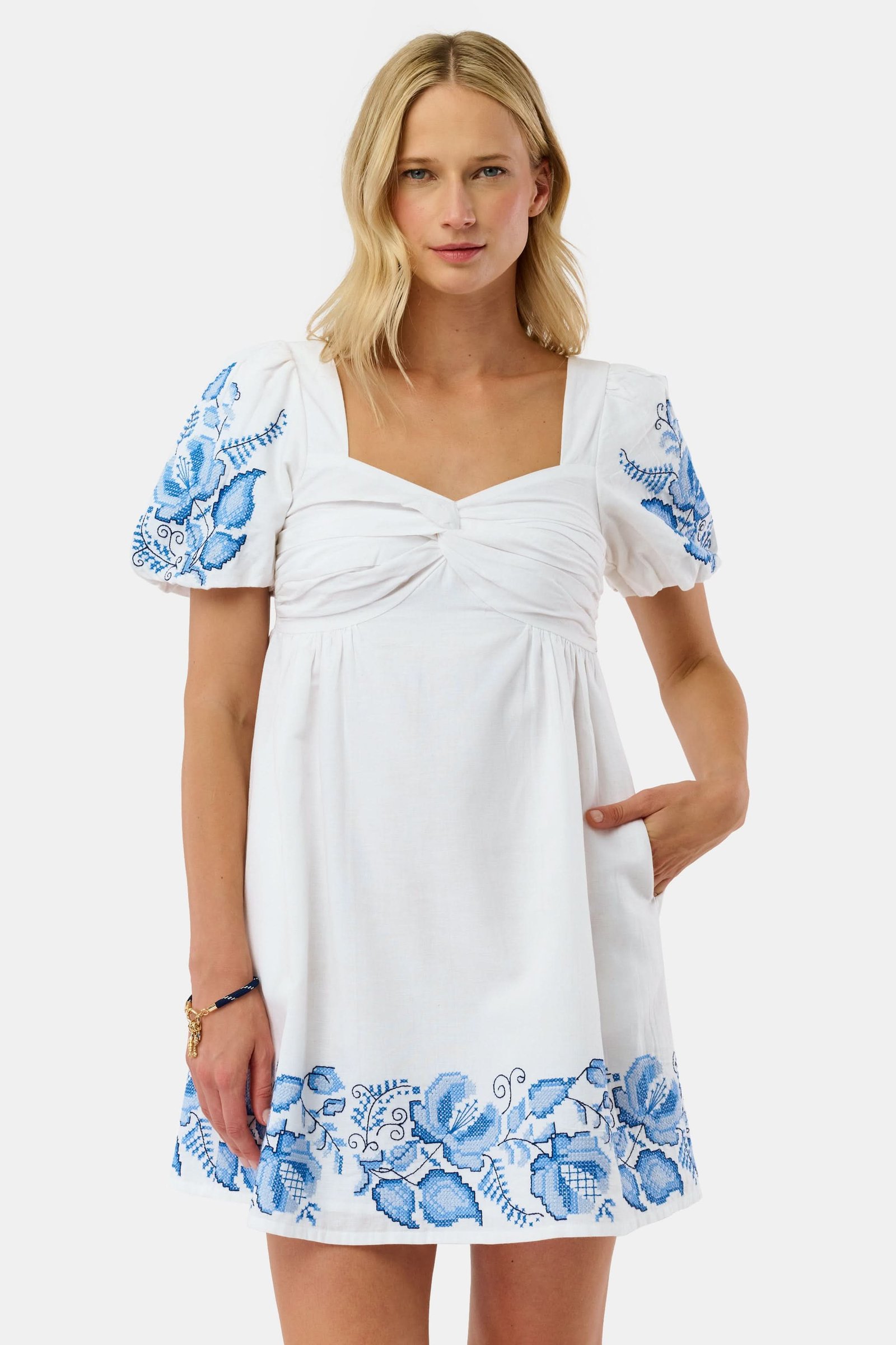 30_ROLLER-RABBIT-WMN-CROSS-STITCH-VINE-ALLORA-DRESS-BLUE_1610_936c5153-349b-4edc-811a-8b2a090277fb Cross Stitch Vine Allora Dress - Image 1