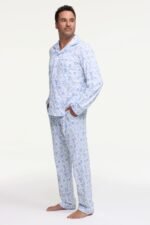 Mens Starry Nights Lattice Long Sleeve Polo Pajamas - Image 4