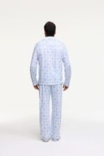 Mens Starry Nights Lattice Long Sleeve Polo Pajamas - Image 5