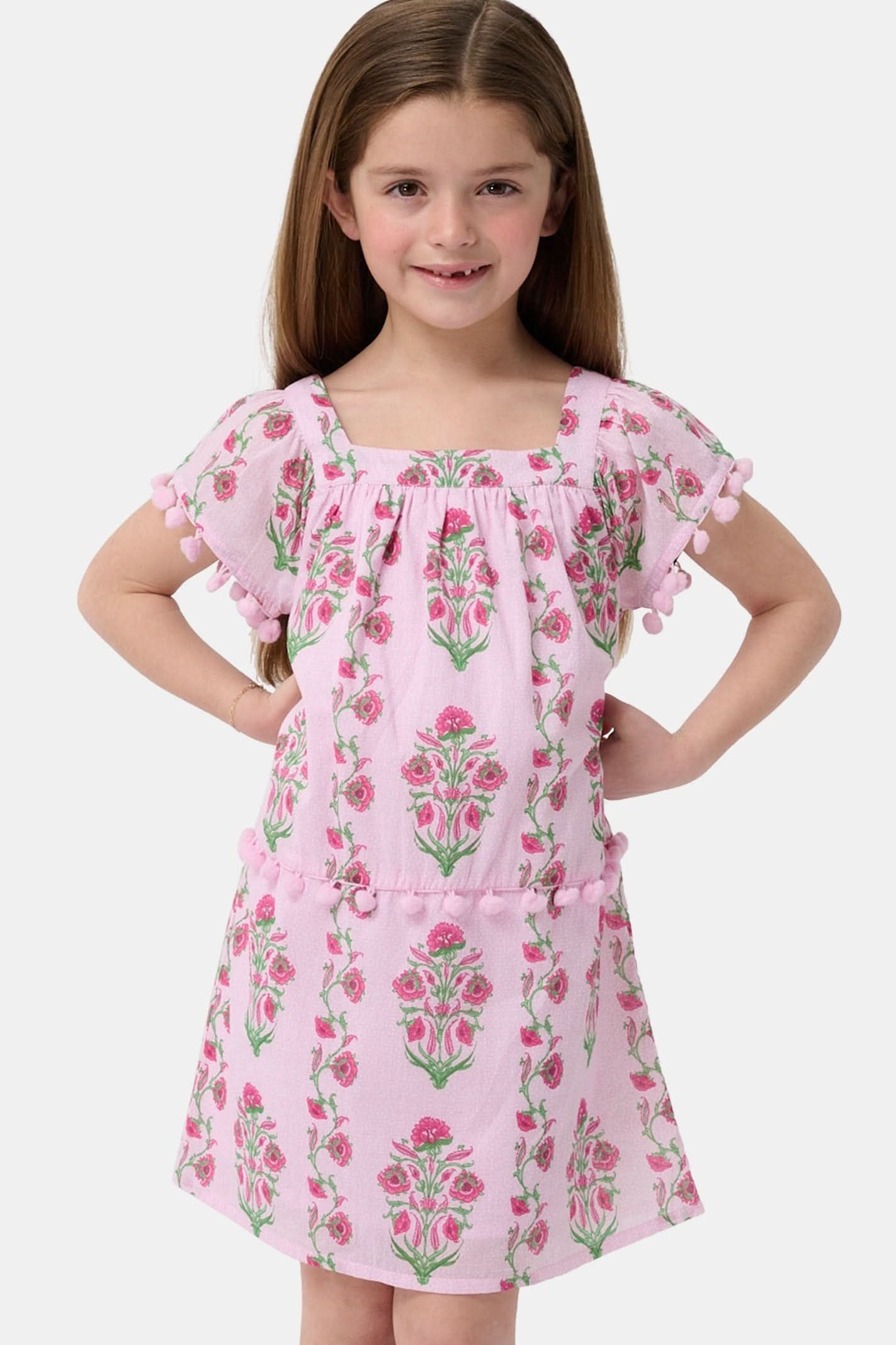 LILY_STRIPE_KIDS_OCEANA_DRESS_PINK_1042 Kids Lily Stripe Oceana Dress - Image 1