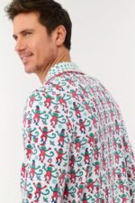 Mens Monkey Mas Patchwork Long Sleeve Polo Pajamas - Image 2