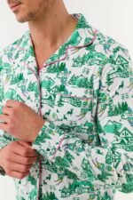 Mens Ski Toile Long Sleeve Polo Pajamas - Image 3
