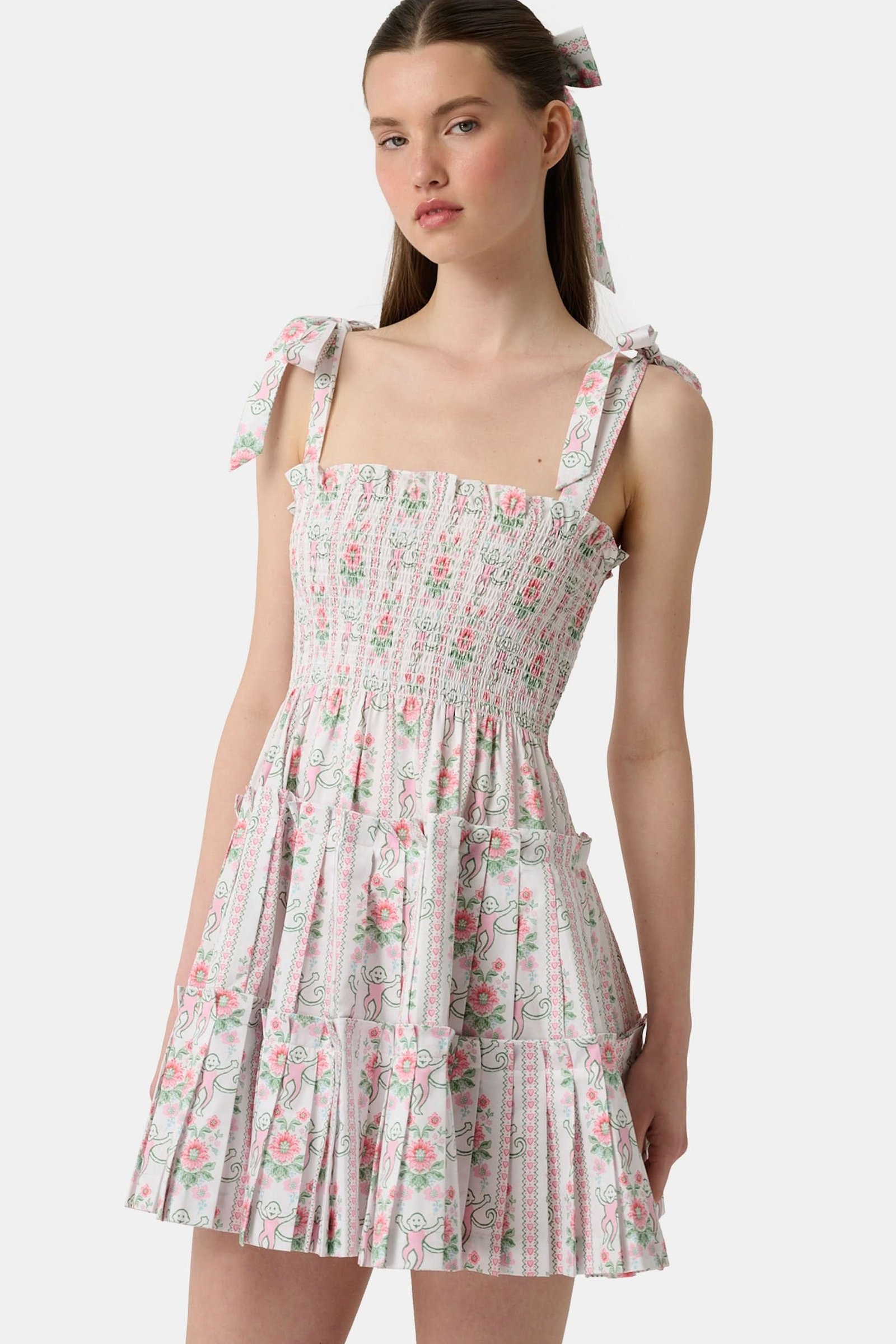MONKEY_BLOCK_STRIPE_RIBBON_CHARLOTTE_NAP_DRESS_2801 Monkey Block Stripe Ribbon Charlotte Nap Dress - Image 1