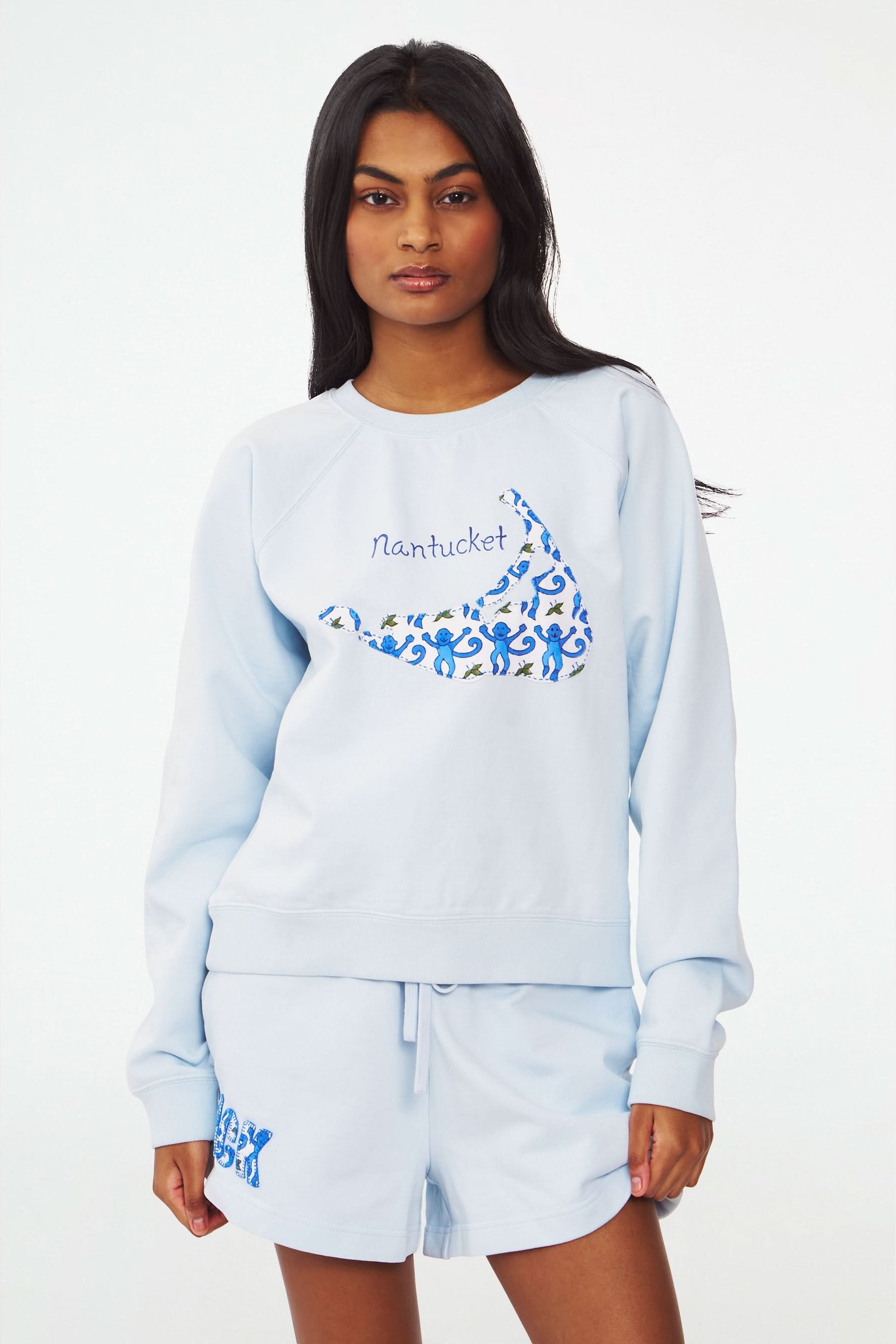 WOMENSACKAPPLIQUECREWNECKBLUEROLLERRABBIT3 ACK Applique Crewneck - Image 1