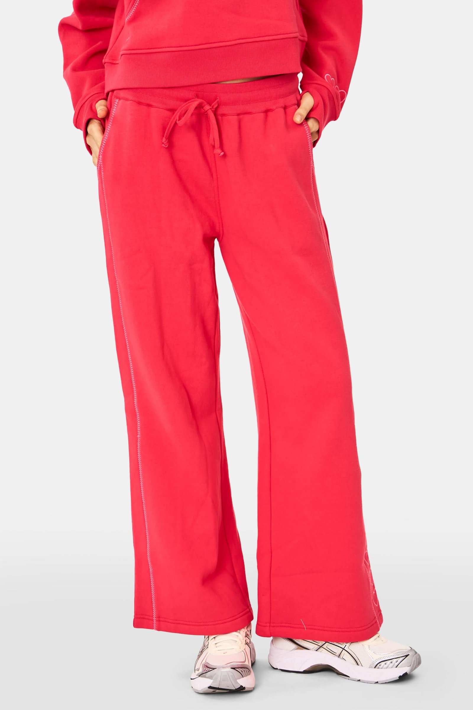 WOMENSTURNERPANTCHERRYREDROLLERRABBIT_028_bdc8107e-9f61-49b9-8f8a-1fcca85e6ef6 Hearts Embroidered Turner Pant - Image 1